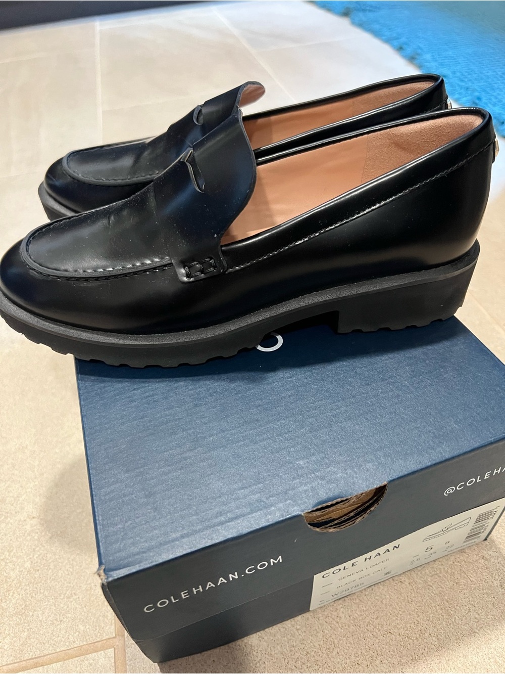 Cole Haan Black Leather Women's Penny Loafers - Picture 2 of 6